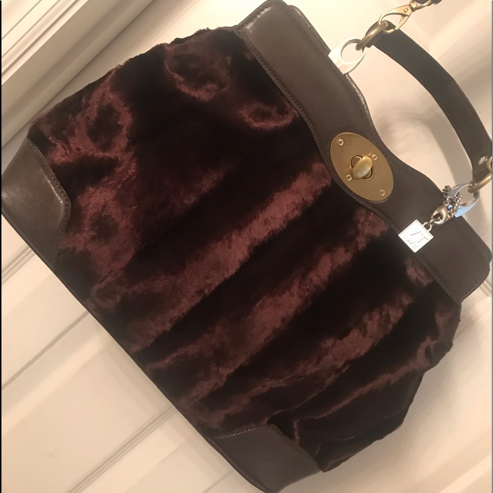 Luxurious VT Luxe Crushed Brown Velvet Handbag